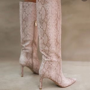Snakeskin point toe boots